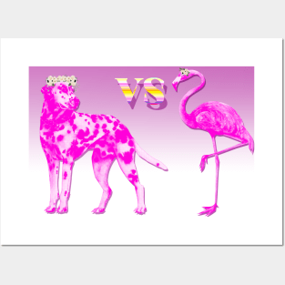 VS - Pink Dalmatian Flamingo go Floral Posters and Art